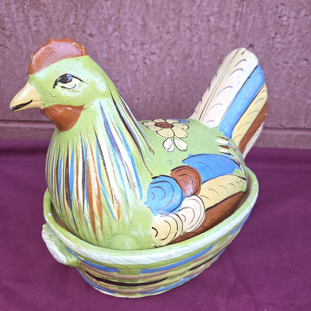 Vibrant Ceramic Hen Basket by [Brand]